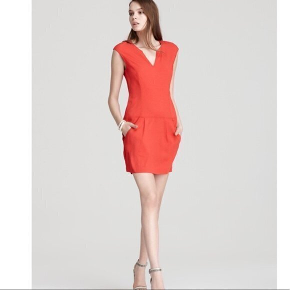 Theory Adalize Habitat Notch V Neck Pockets Shift Dress Size 2 Sleeveles… - Picture 2 of 11